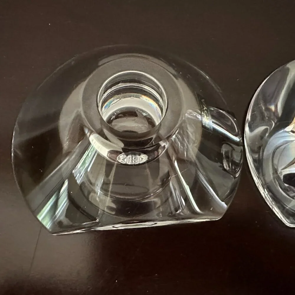 Vintage Hoya Museum Crystal Candlestick Single Candle Holder Japan Set of 2
